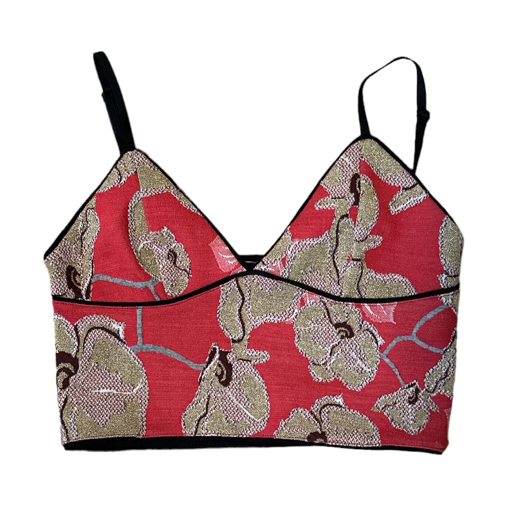 Floral red, gold, and black spaghetti crop. ZARA size small.
